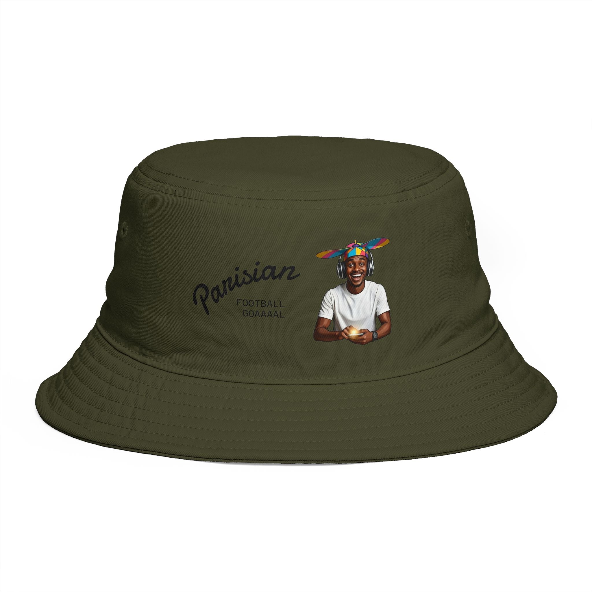Parisian Football Legend Bucket Hat — Retro Soccer Player Graphic