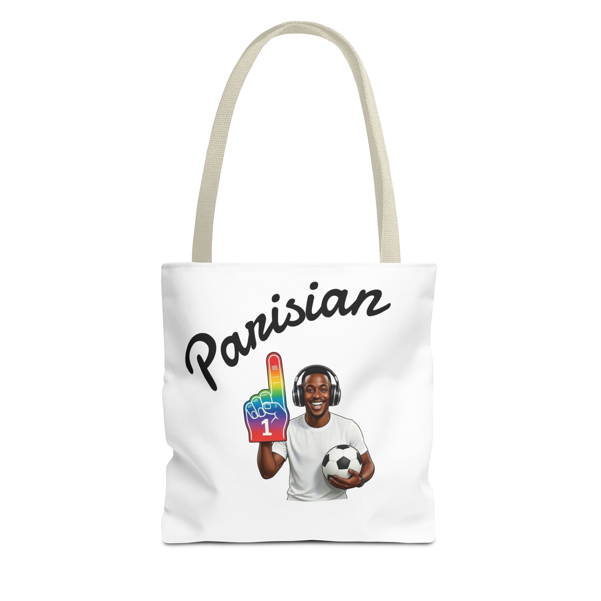 Parisian Soccer Fan Tote Bag — Funny Emoji Runner Design