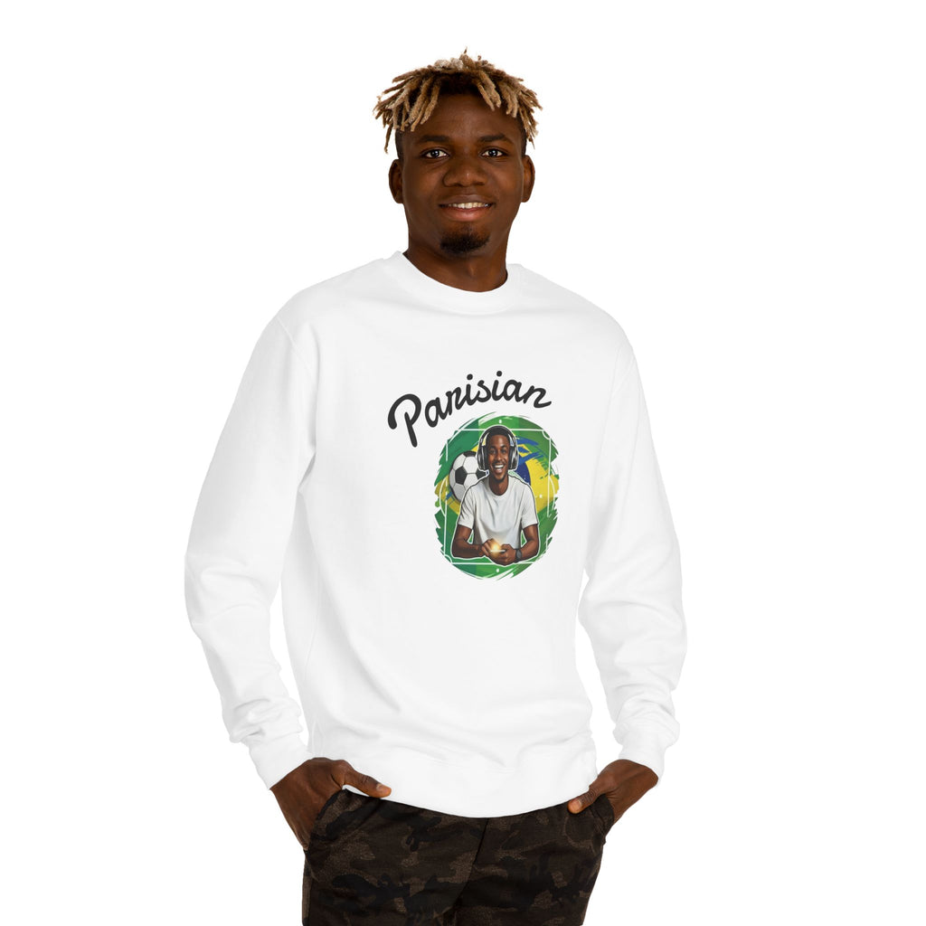 Brazil Soccer Fan Sweatshirt — Smiling Fan with Ball Graphic