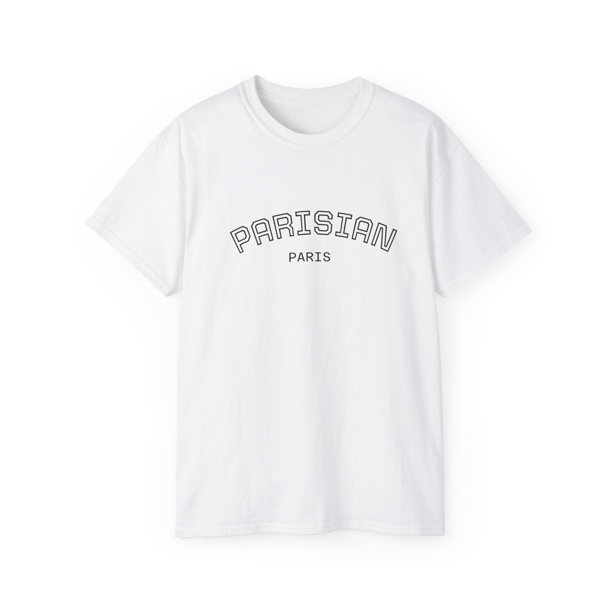 Parisian Graphic Tee — 'PARISIAN PARIS' Minimalist White T-Shirt