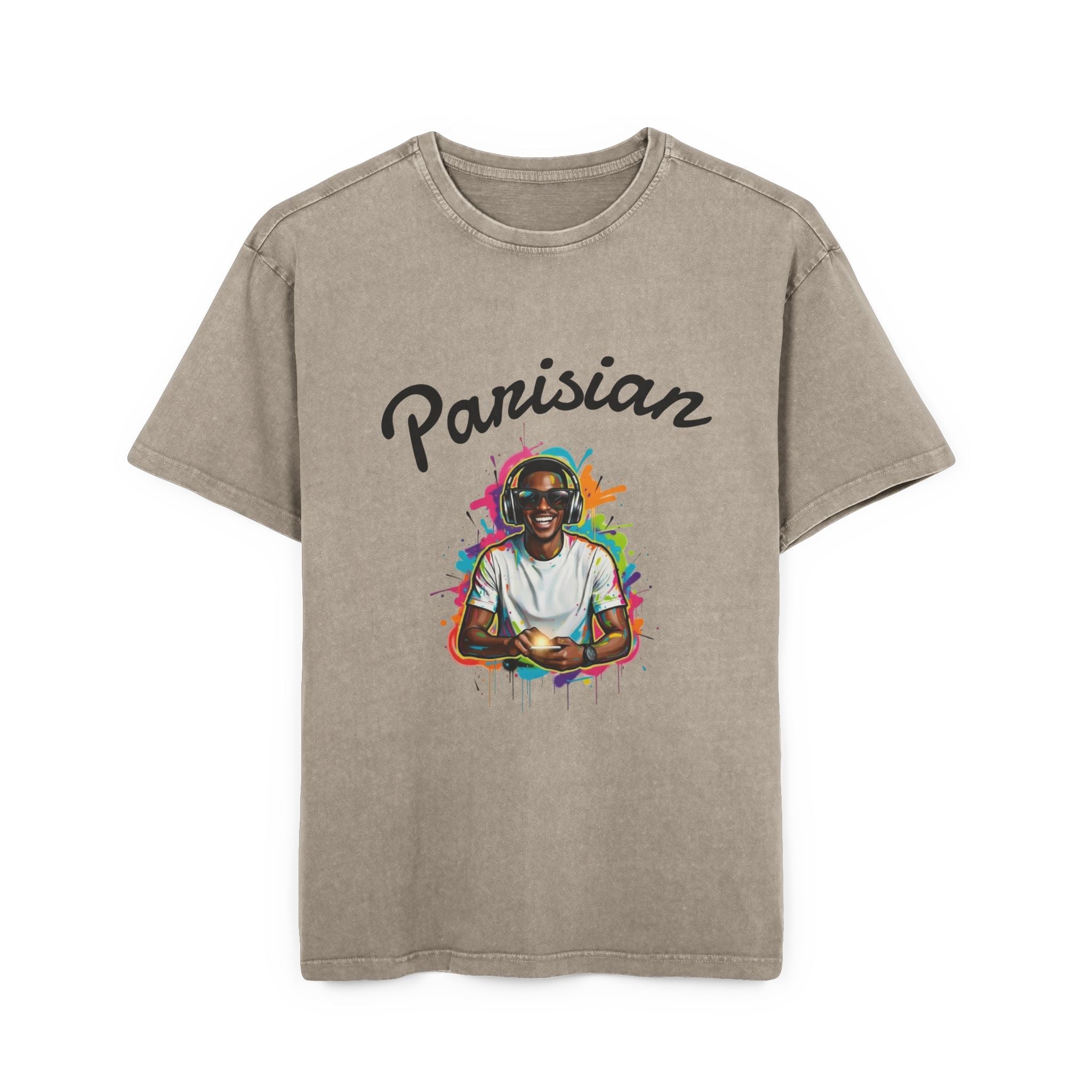 Parisian Graphic Tee — Vintage Acid-Wash Oversize T-Shirt