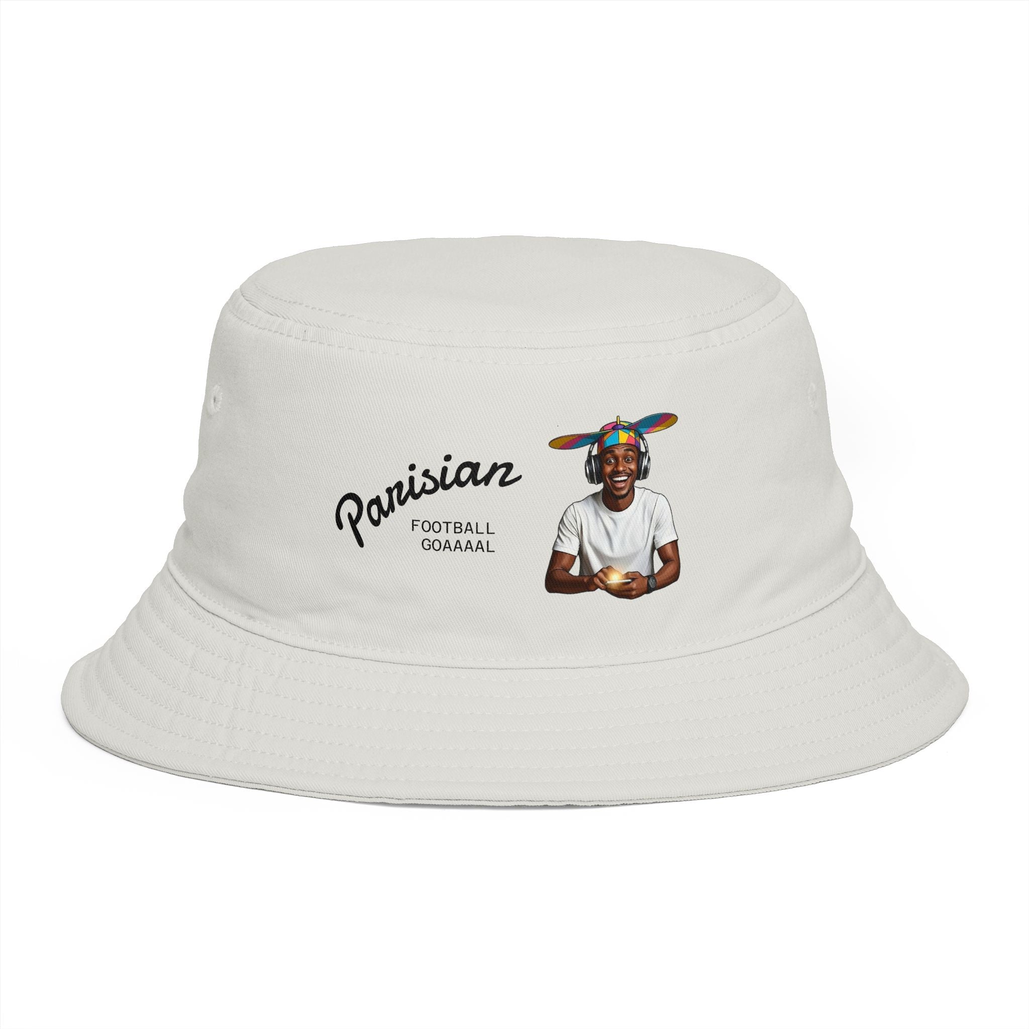 Parisian Football Legend Bucket Hat — Retro Soccer Player Graphic