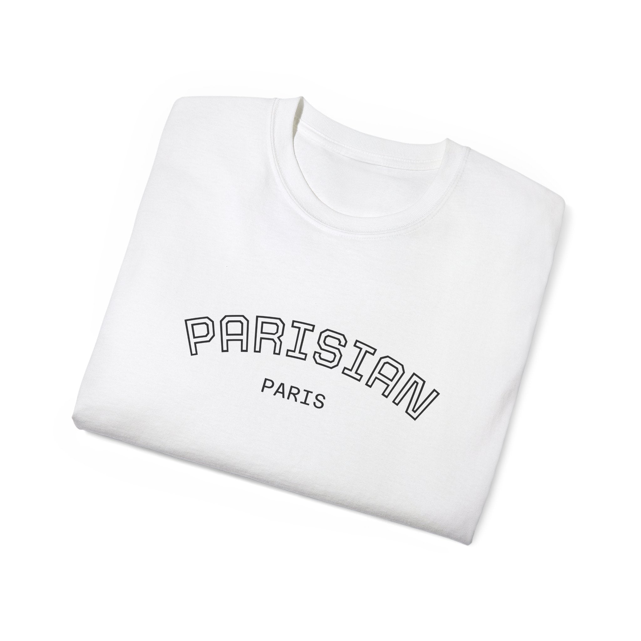 Parisian Graphic Tee — 'PARISIAN PARIS' Minimalist White T-Shirt