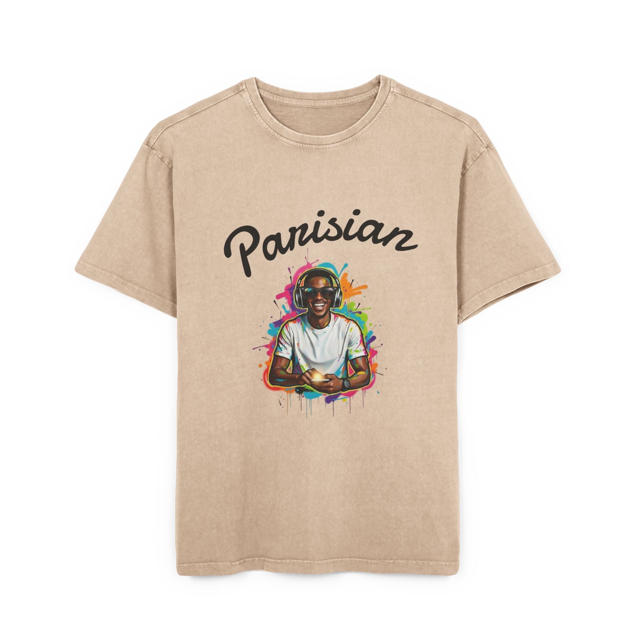 Parisian Graphic Tee — Vintage Acid-Wash Oversize T-Shirt