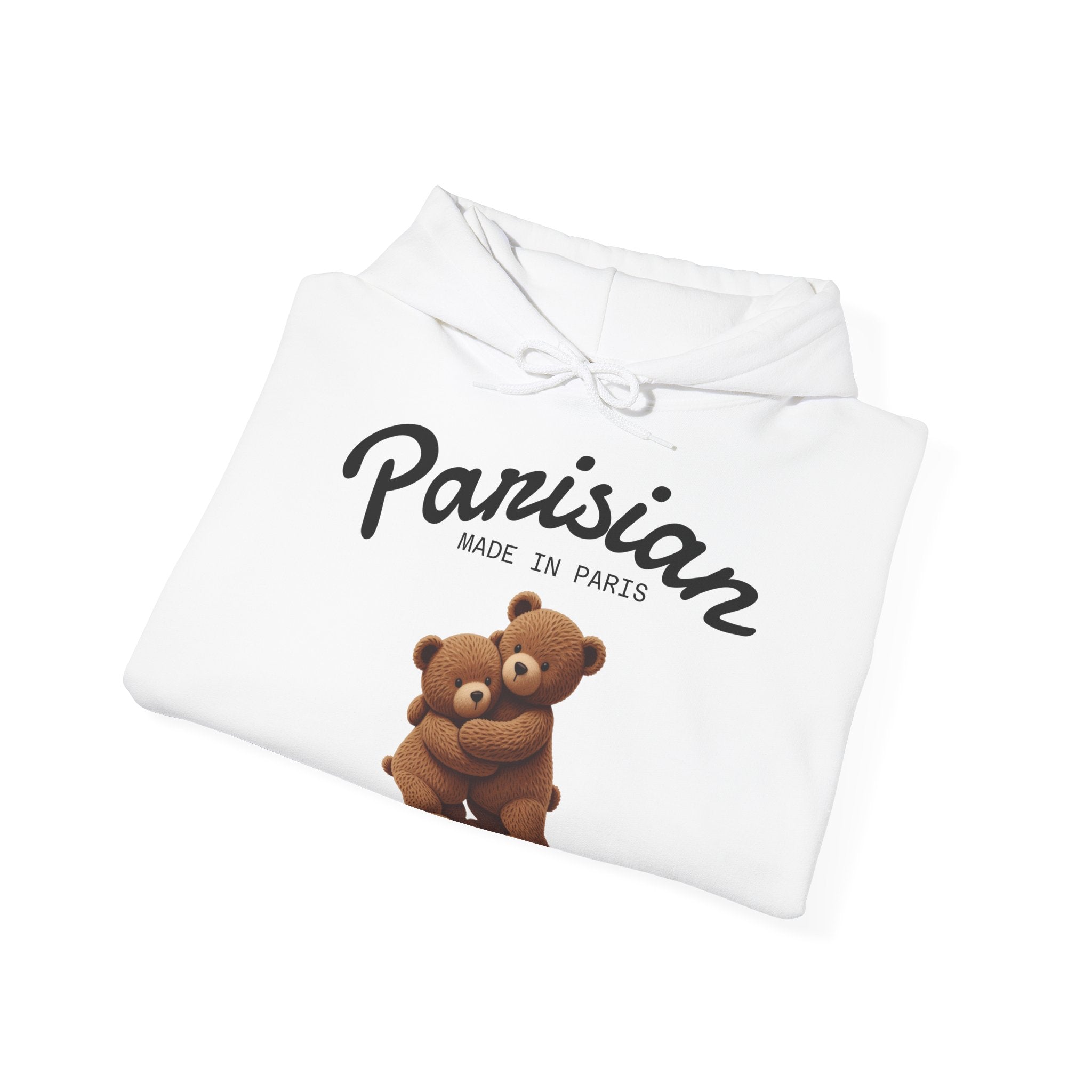 Parisian Bear Hoodie — Cute Teddy 'Made in Paris' Graphic Hooded Sweatshirt