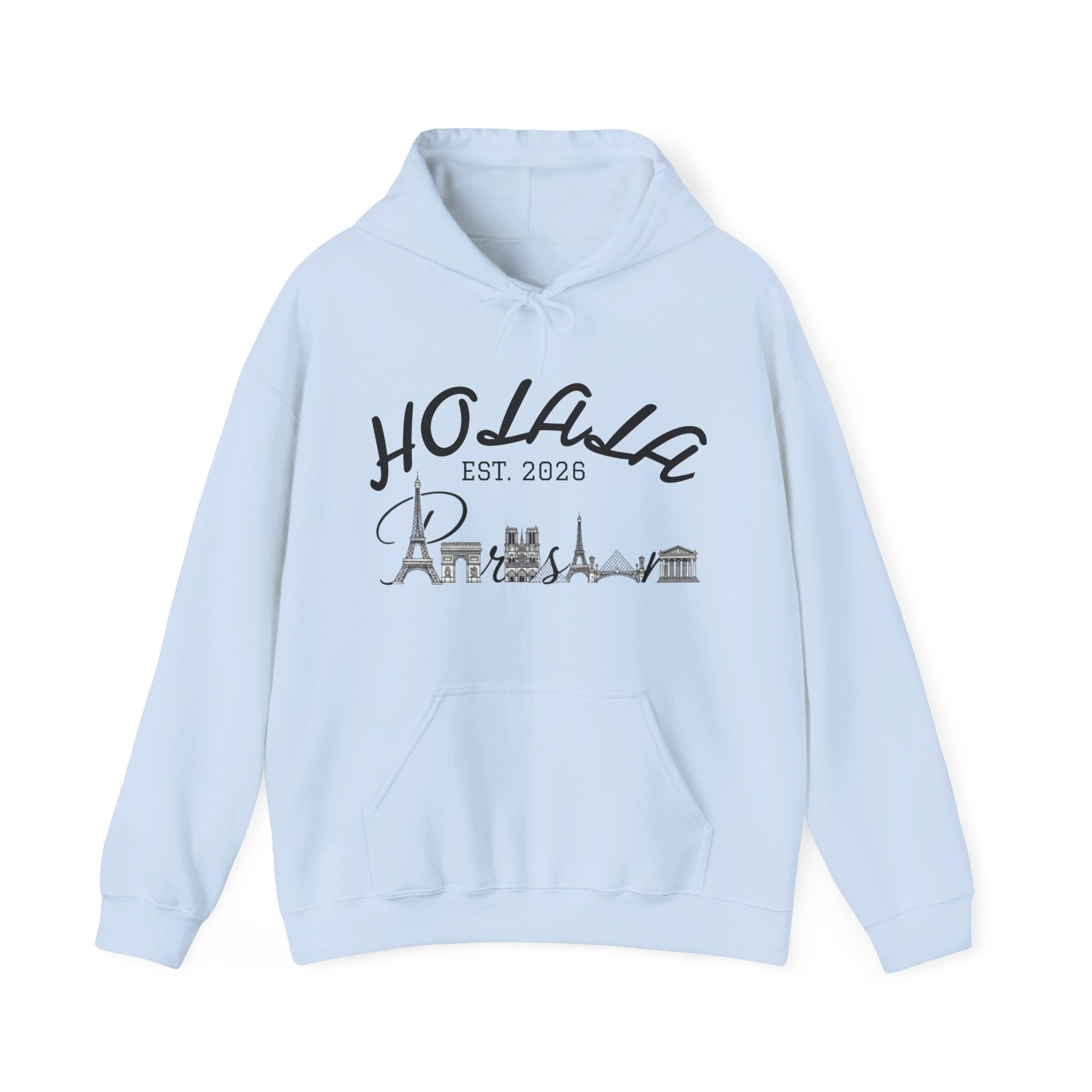 HOLAHA City Skyline Hoodie – 'EST. 2026' Spanish Greeting Sweatshirt