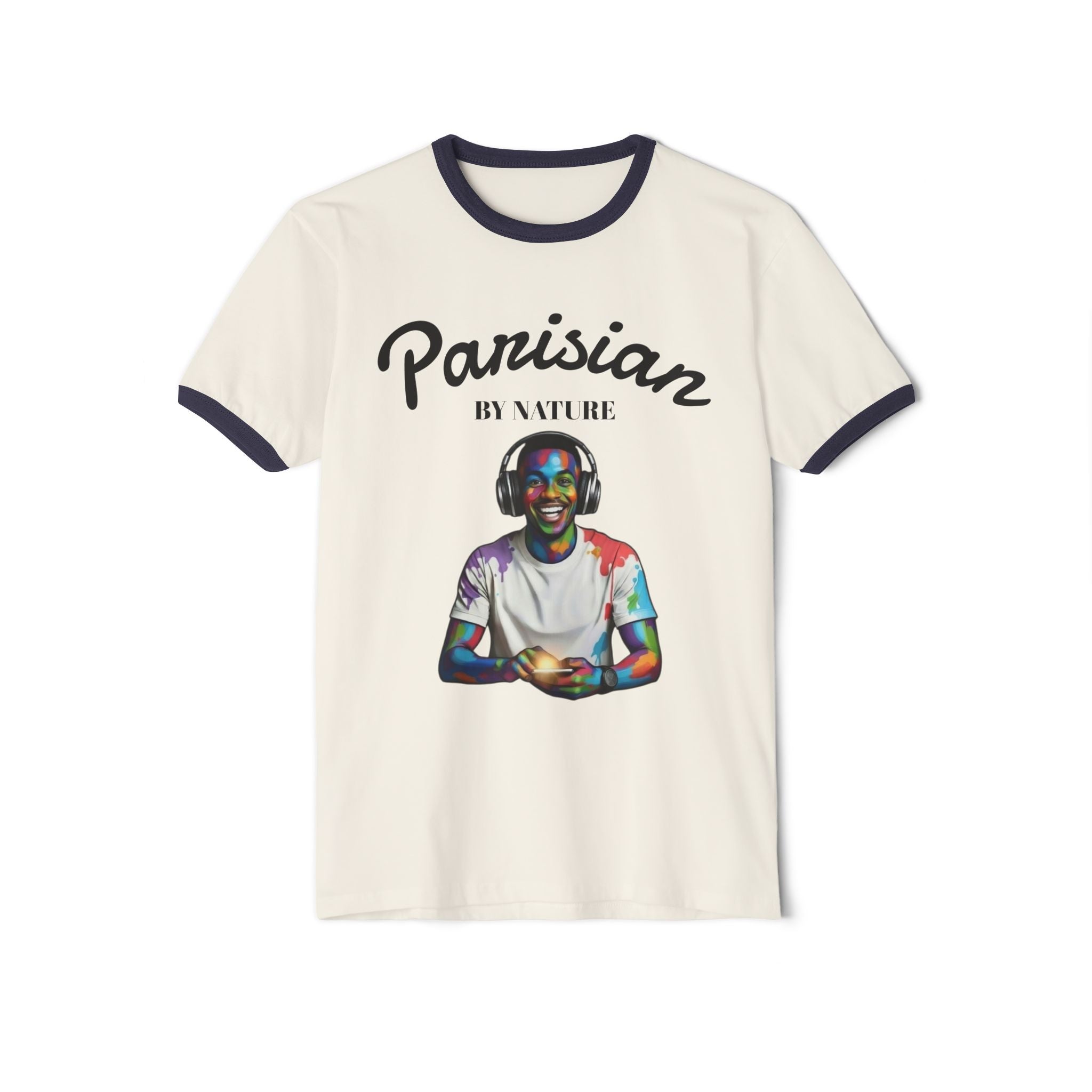 Parisian Vibes Ringer T‑Shirt — Colorful Portrait Tee