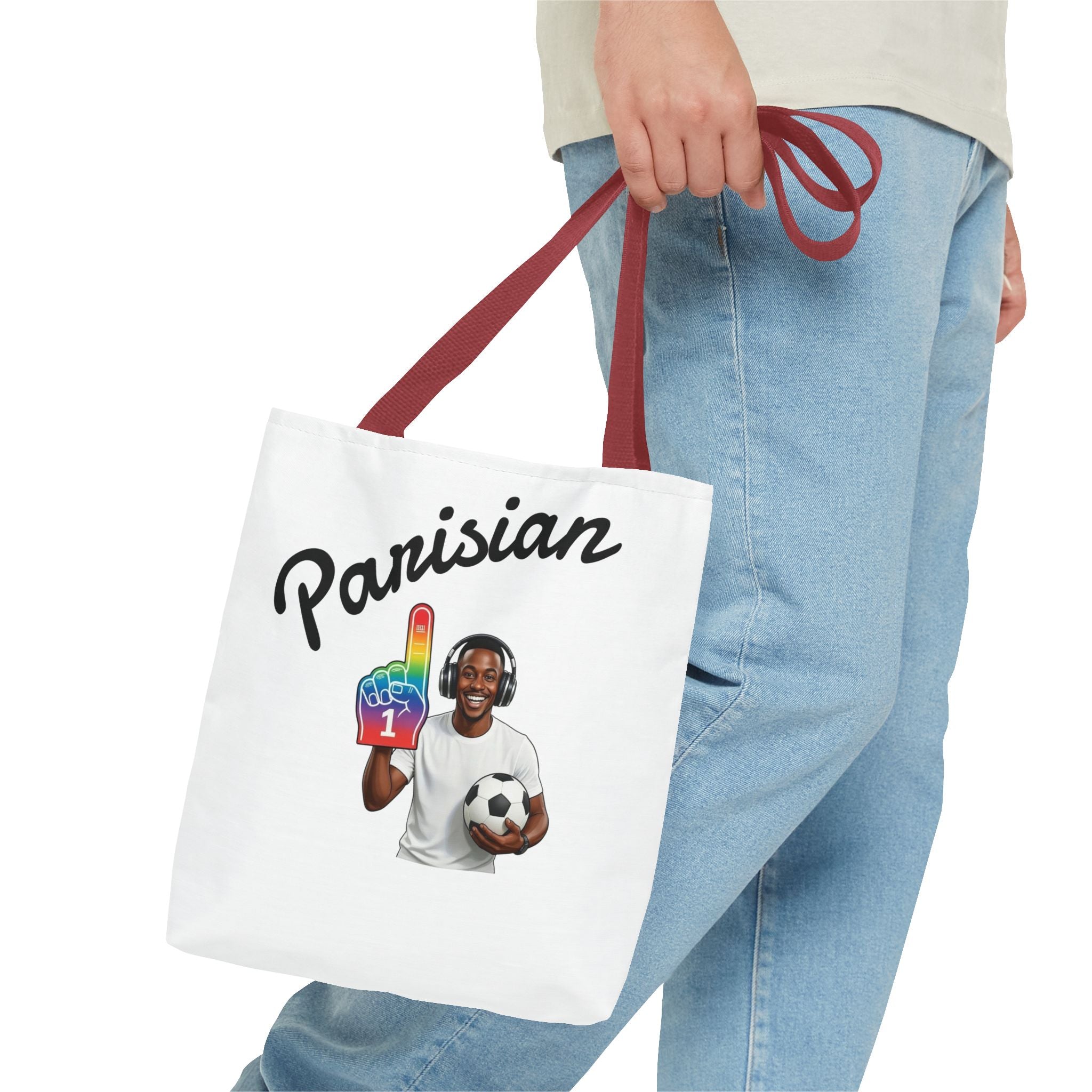 Parisian Soccer Fan Tote Bag — Funny Emoji Runner Design
