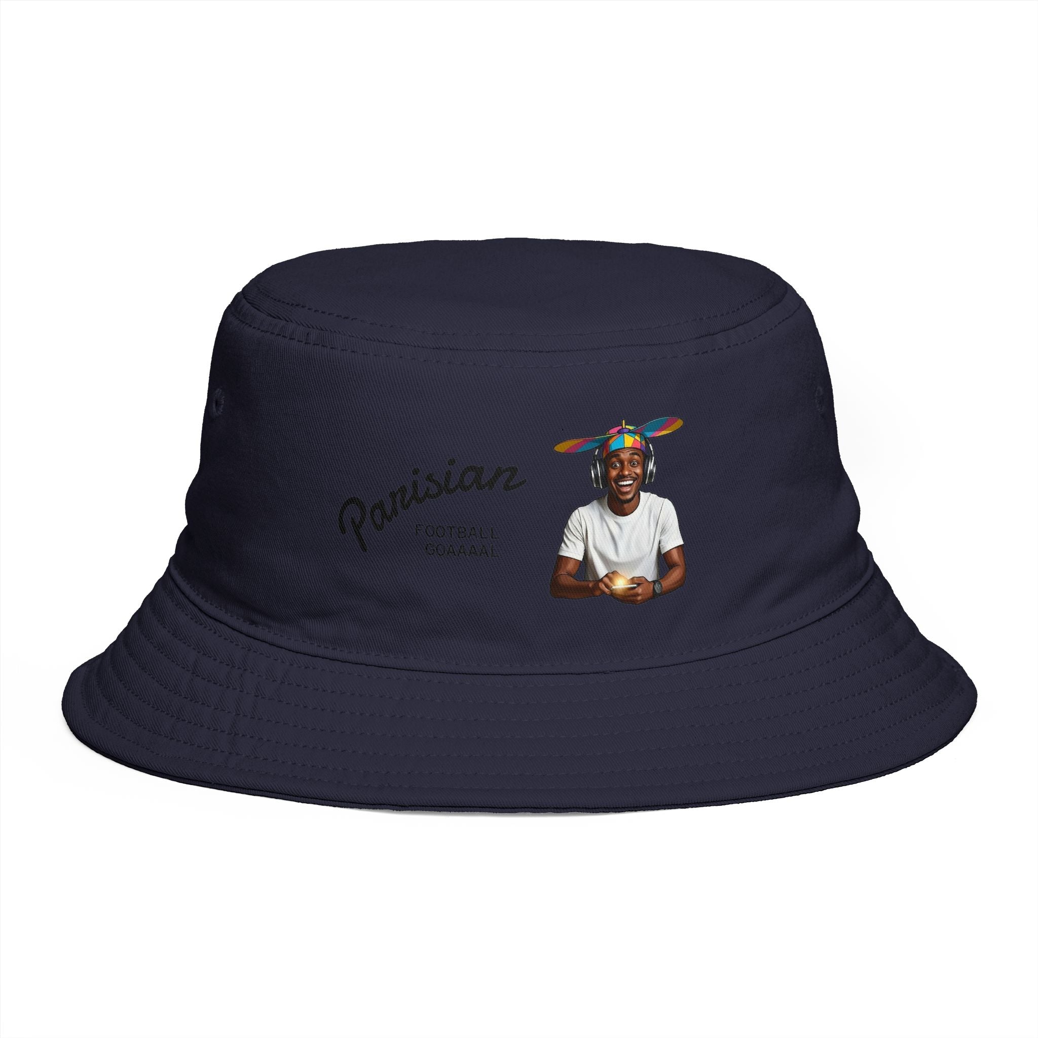 Parisian Football Legend Bucket Hat — Retro Soccer Player Graphic