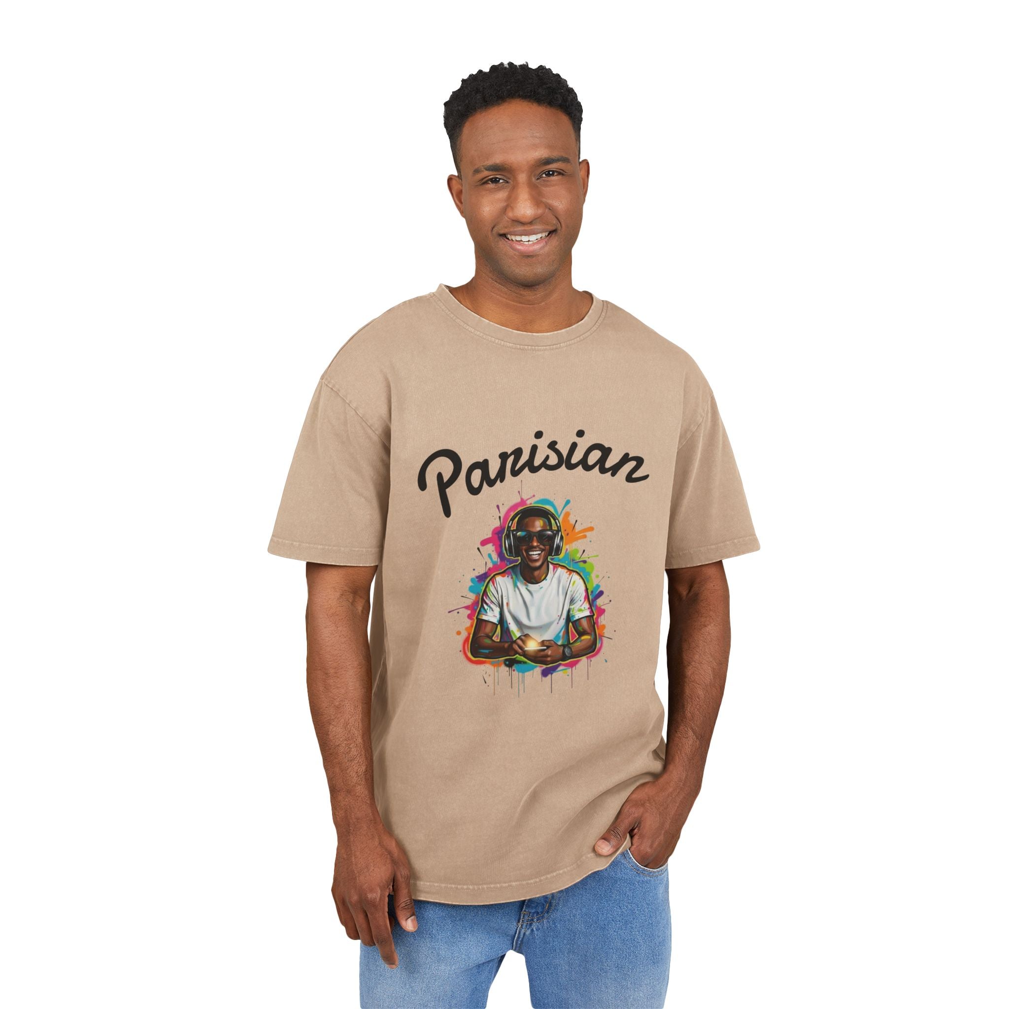 Parisian Graphic Tee — Vintage Acid-Wash Oversize T-Shirt